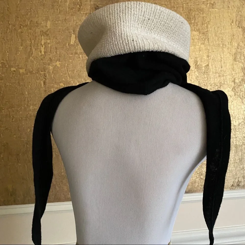 Adrienne Vittadini white with black scarf hat